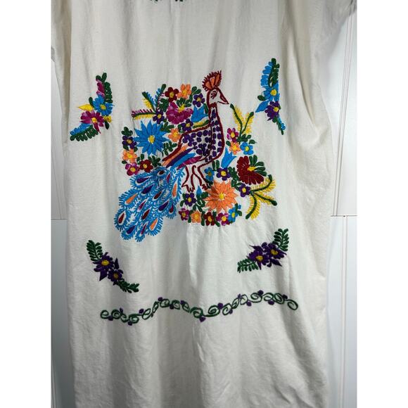 Zaros Artesanias Vestido/Kimonas Hand Made Embroidered Dress White Sz L hippie - Picture 11 of 11